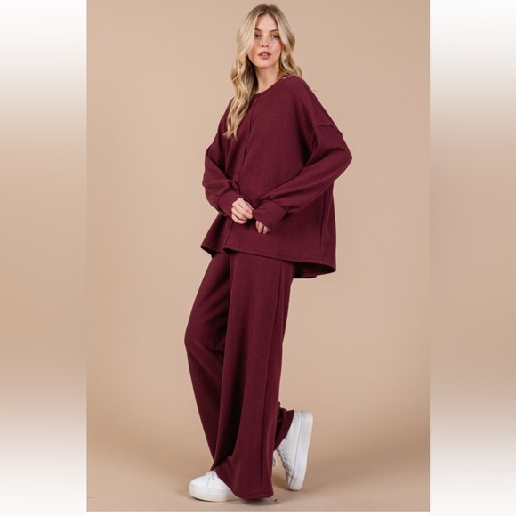 RESTOCKED Boho wide leg pant 2-piece sweatshirt set - Picture 2 of 7